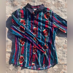 Vintage Roper Women’s Western Aztec Floral Button Down Shirt Large